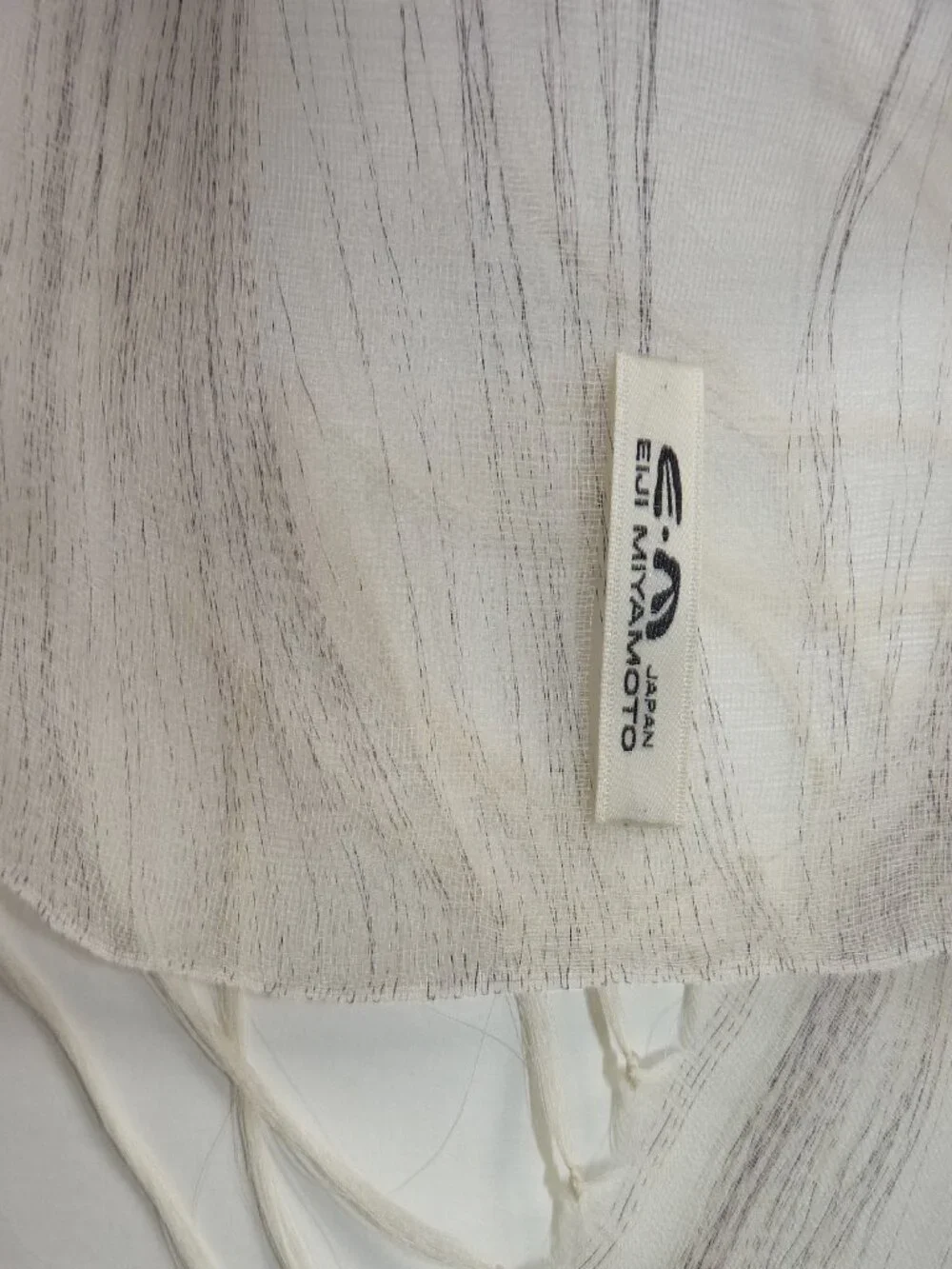 Eiji Miyamoto transparent off white silk scarf 76x16